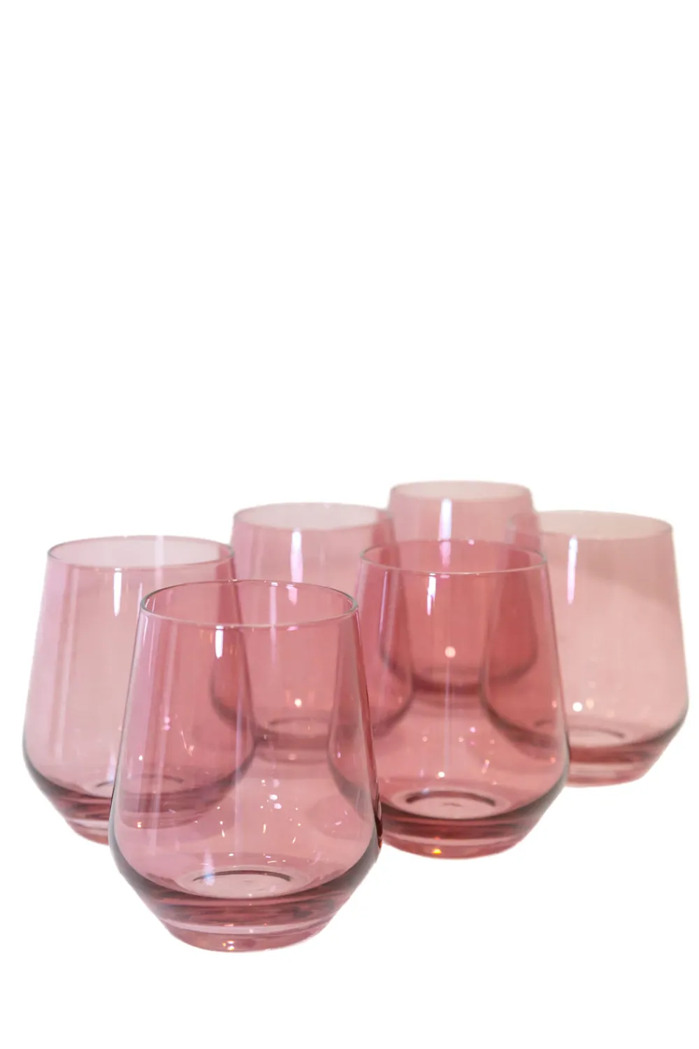 Estelle Colored Glass Glassware|Wine Stemless, Set of 6 Rose
