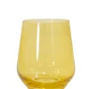 Estelle Colored Glass Glassware|Wine Stemless, Set of 6 Yellow