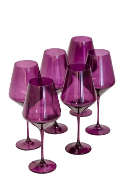 Estelle Colored Glass Glassware|Wine Stemware, Set of 6 Amethyst