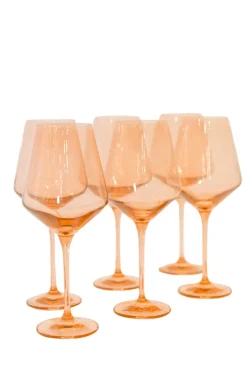 Estelle Colored Glass Glassware|Wine Stemware, Set of 6 Blush Pink
