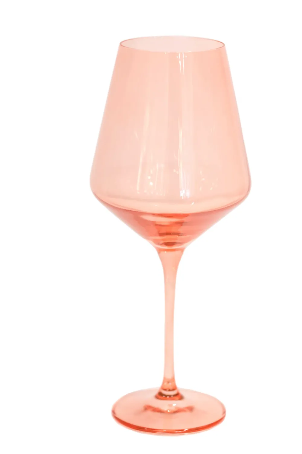 Estelle Colored Glass Glassware|Wine Stemware, Set of 6 Coral Peach Pink