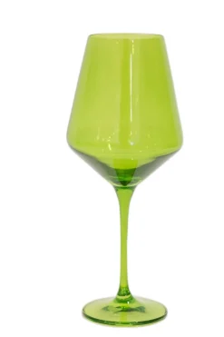 Estelle Colored Glass Glassware|Wine Stemware, Set of 6 Forest Green