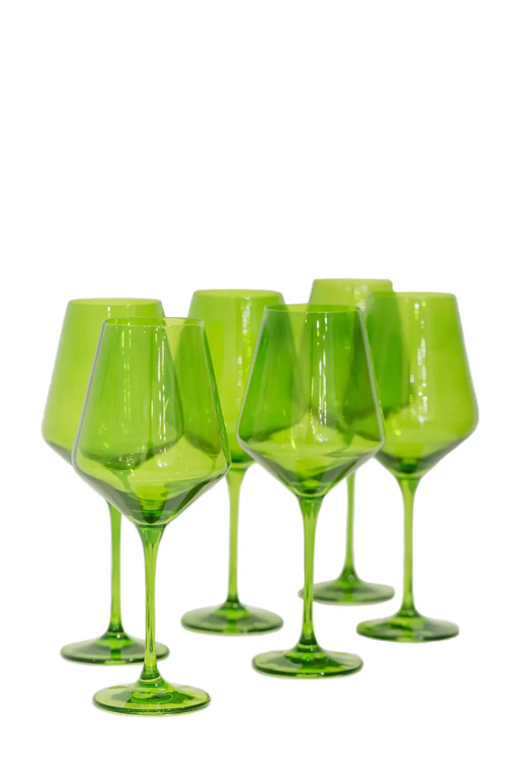 Estelle Colored Glass Glassware|Wine Stemware, Set of 6 Forest Green