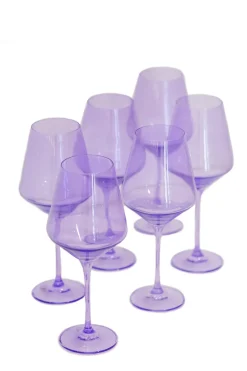 Estelle Colored Glass Glassware|Wine Stemware, Set of 6 Lavender