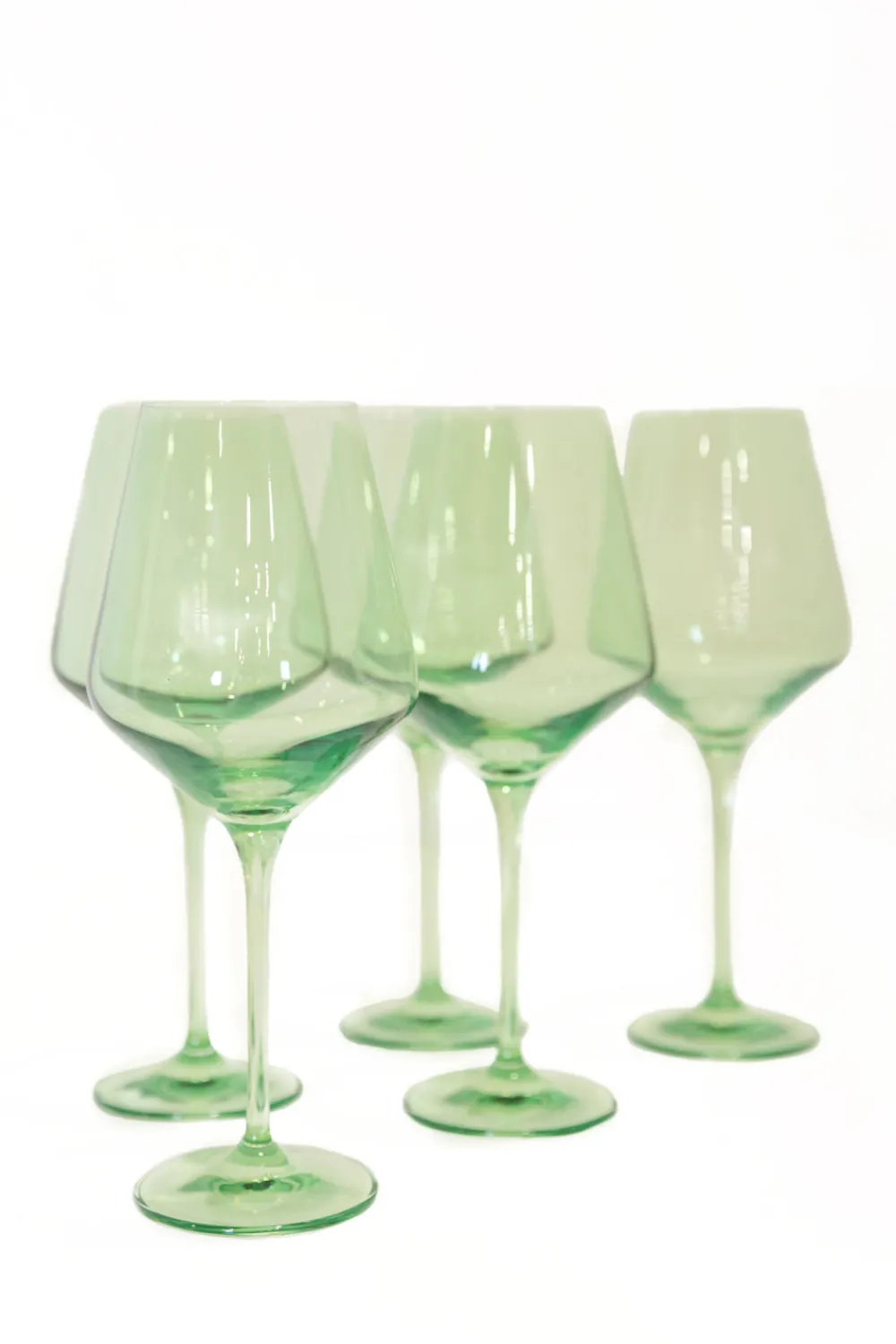 Estelle Colored Glass Glassware|Wine Stemware, Set of 6 Mint Green