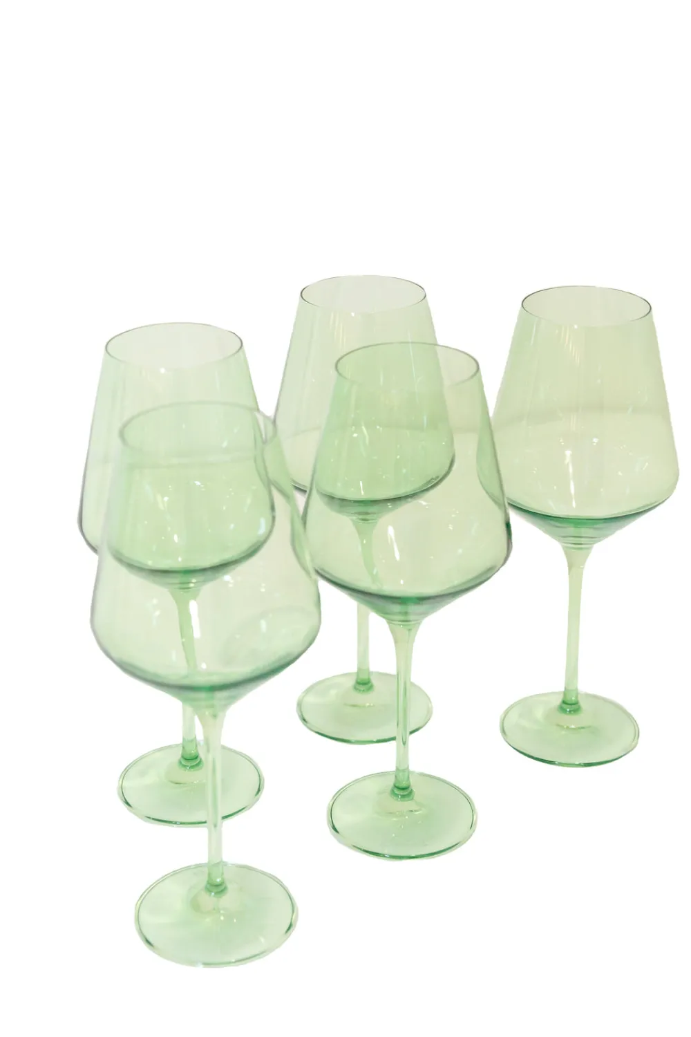 Estelle Colored Glass Glassware|Wine Stemware, Set of 6 Mint Green