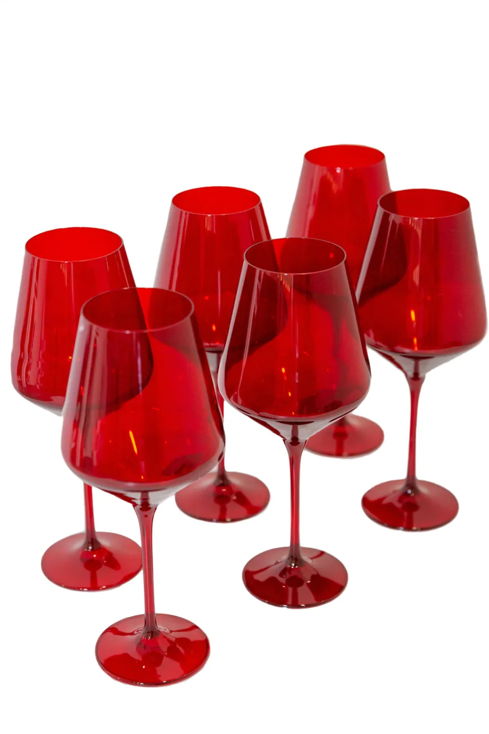 Estelle Colored Glass Glassware|Wine Stemware, Set of 6 Red