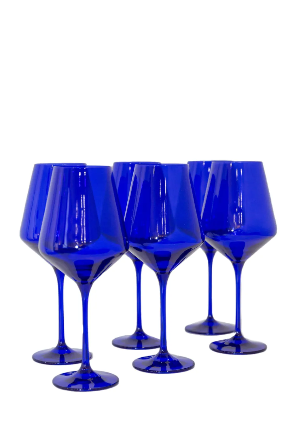 Estelle Colored Glass Glassware|Wine Stemware, Set of 6 Royal Blue