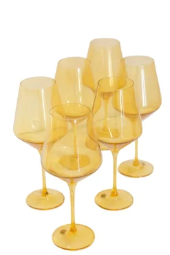 Estelle Colored Glass Glassware|Wine Stemware, Set of 6 Yellow