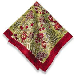 Couleur Nature Place Settings & Linens|Winter Garden Wreath Napkins Red & Green, Set of 6