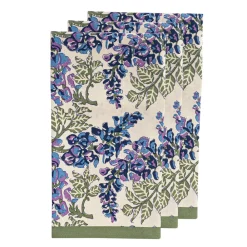 Couleur Nature Place Settings & Linens|Wisteria Green & Blue Tea Towels, Set of 3