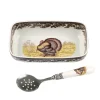 Spode Dinnerware|Woodland Turkey Cranberry Dish with Slotted Spoon