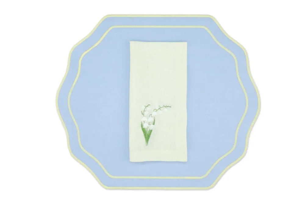 TriChi Design Place Settings & Linens|Yellow Lily Linen Napkin and Stucco Linen Placemat, Set of 4
