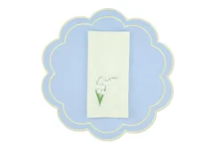 TriChi Design Place Settings & Linens|Yellow Lily Linen Napkin and Bloom Linen Placemat, Set of 4