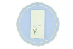 TriChi Design Place Settings & Linens|Yellow Lily Linen Napkin and Vidro Placemat, Set of 4