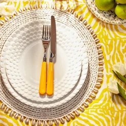 Maison Margaux Place Settings & Linens|Zebra Yellow Tablecloth in Linen
