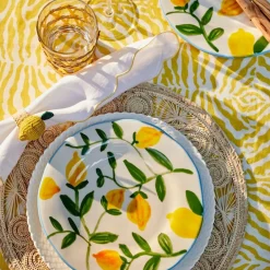 Maison Margaux Place Settings & Linens|Zebra Yellow Tablecloth in Linen
